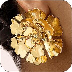 Gold Flower Earrings for Women Layered Bohemian Floral Statement Earrings Big Flower Stud Earring Jewelry