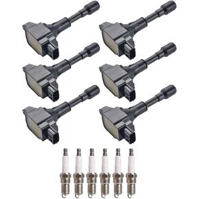ENA Set of 6 Ignition Coil Pack and Iridium Platinum Spark Plugs 3.7 5.6 Compatible with INFINITI Nissan 370Z FX37 G37 M37 Q40 Q50 Q60 Q70 QX70 3.7L 5.6L V6 V8 for UF617 90174 22448EY00A