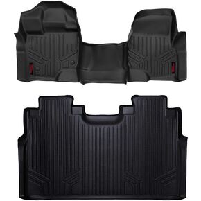 Rough Country All Weather Floor Mats Set for Ford F-150 SuperCrew-Cab (2015-2024) - Custom Fit Rubber F150 Floor Mats, Durable Rubber Truck Mats, Waterproof Truck Floor Mats