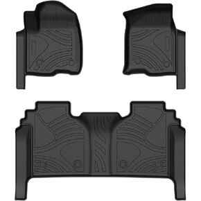 Floor Mats for Chevy Silverado & GMC Sierra 1500 2019-2024, 2500HD & 3500HD Crew Cab 2020-2024, All Weather Protection, 3pcs FloorLiner Combo Set