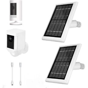 2 Pack Ring Camera Solar Panel Charger,5W Solar Panels for Ring Stick Up Cam/Ring Spotlight Cam Battery/Spotlight Cam Plus/Spotlight Cam Pro/Outdoor Wireless Security Camera