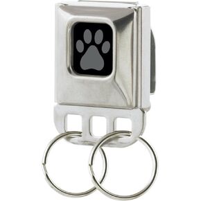 Buckle-Down Keychain, Seatbelt Buckle Keyholder, Paw Print Full Color Black Gray