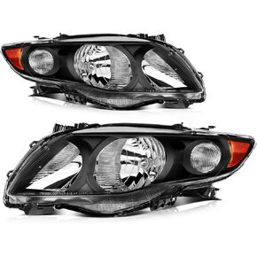 SCITOO Headlight Assembly Fit for Toyota Corolla 2009-2010 Pair Headlamps OE:TO2502183