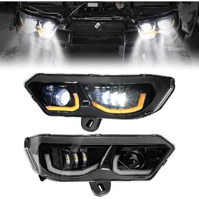 KEMIMOTO LED Headlights Compatible with Can Am Defender 2016-2024, LED Head Lights Compatible with Can-Am Defender MAX HD5 HD8 HD10 HD7 HD9 PRO HD10, Headlamps with DRL Turn Signal Light Assembly Kit