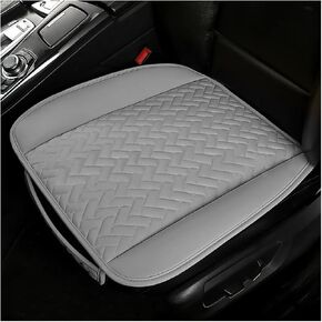 Car Bottom Seat Cover, Breathable Leather Vehicle Front Seat Cushion Protector with Storage Pockets, Comfortable Auto Driver Seat Pad Accessories, Universal for SUV, Sedan, Truck (Beige)