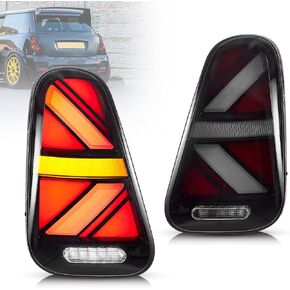 VLAND LED Tail Lights Compatible For [ 2001-2006 BMW Mini Cooper R50 R52 R53 & 1st gen Mini Cooper Hatchback/Convertible ] W/Sequential Turn Signal, Running Lights With Breath Effect