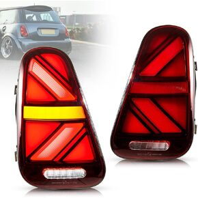 VLAND LED Tail Lights Compatible For [ 2001-2006 BMW Mini Cooper R50 R52 R53 & 1st gen Mini Cooper Hatchback/Convertible ] W/Sequential Turn Signal, Running Lights With Breath Effect