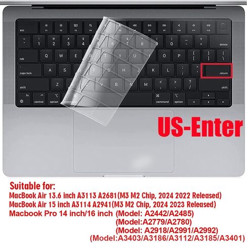 T Tersely [2 Pack] Keyboard Cover Protector for 2023/2022 MacBook Air 13.6" Air 15"/Pro 14" Pro 16" (Model A2918 A2992 A2991 A2681 A2941 A2779 A2442 A2780 A2485) - Ultra Thin,Clear (Clear) in Saudi Arabia