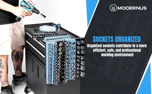Magnetic Socket Organizer - 6-Piece Tool Storage for SAE & Metric Drive Sockets - Clear Size Markings, Deep Slots, Powerful Magnet - Holds 143 Pieces - (Sockets Not Included) in Saudi Arabia