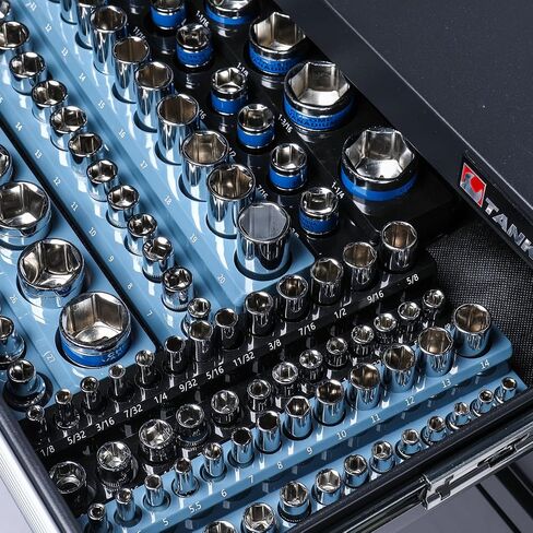 Magnetic Socket Organizer - 6-Piece Tool Storage for SAE & Metric Drive Sockets - Clear Size Markings, Deep Slots, Powerful Magnet - Holds 143 Pieces - (Sockets Not Included) in Saudi Arabia