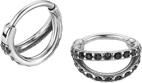 hzman 316l الجراحية الصلب يتوقف مزدوجة هوب حلقات الأنف لثقب الأنف الحاجز الدائري تشيكوسلوفاكيا هوب القرط الغضروف اللولب دايث الزنمة روك محارة الشفاه شحمة الأذن in Kuwait