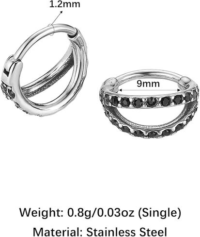 hzman 316l الجراحية الصلب يتوقف مزدوجة هوب حلقات الأنف لثقب الأنف الحاجز الدائري تشيكوسلوفاكيا هوب القرط الغضروف اللولب دايث الزنمة روك محارة الشفاه شحمة الأذن in Kuwait