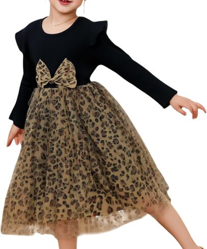 Little Bitty Toddler Tutu Dresses Long Sleeve Casaul Girls Fall Tulle Dress Party Princess Birthday Holiday for 2-8 Years in Kuwait