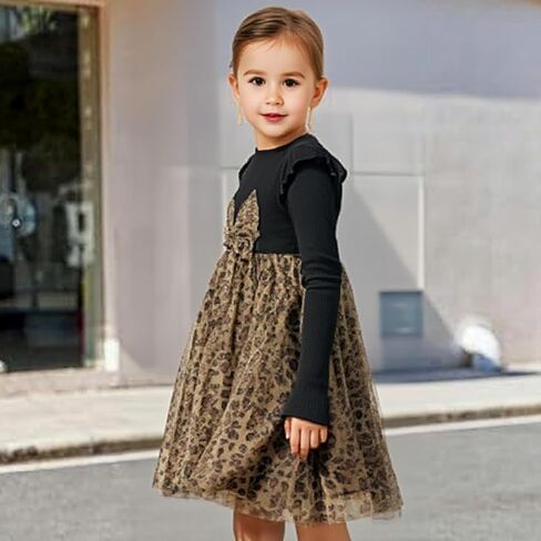 Little Bitty Toddler Tutu Dresses Long Sleeve Casaul Girls Fall Tulle Dress Party Princess Birthday Holiday for 2-8 Years in Kuwait