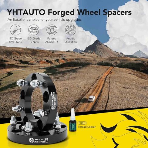 فواصل عجلات YHTAUTO 5x5.5 مقاس 2 بوصة تناسب موديلات دودج وفورد وجيب ورام 1500 وبرونكو وF-150 وCJ3 CJ5 CJ5A CJ6 CJ6A CJ7، فواصل الإطارات مع مسامير 1/2 بوصة -20 و12.9 درجة، تجويف المحور 108 مم 5 العروة 4 قطع أسود in Saudi Arabia