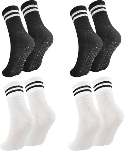 4 أزواج من الجوارب النسائية المضادة للانزلاق - طويلة غير قابلة للانزلاق للبيلاتس والباليه والمستشفى in Kuwait