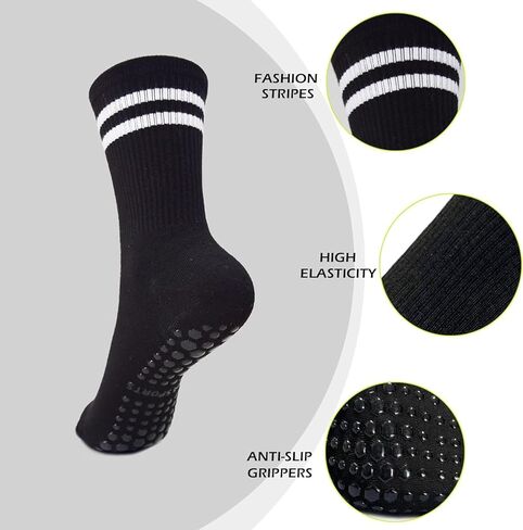 4 أزواج من الجوارب النسائية المضادة للانزلاق - طويلة غير قابلة للانزلاق للبيلاتس والباليه والمستشفى in Kuwait