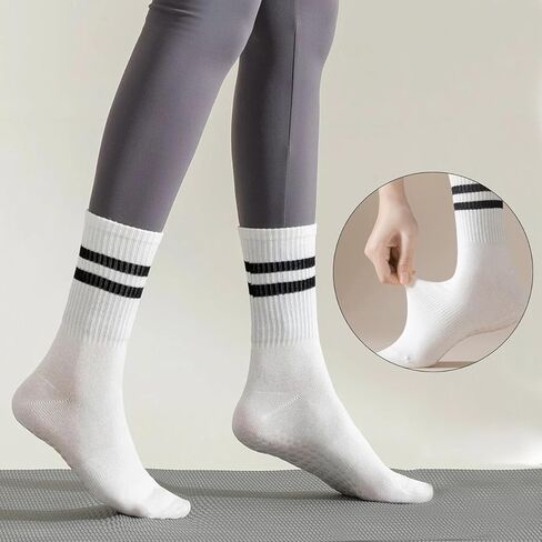 4 أزواج من الجوارب النسائية المضادة للانزلاق - طويلة غير قابلة للانزلاق للبيلاتس والباليه والمستشفى in Kuwait