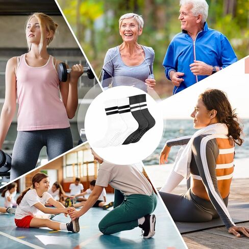 4 أزواج من الجوارب النسائية المضادة للانزلاق - طويلة غير قابلة للانزلاق للبيلاتس والباليه والمستشفى in Kuwait