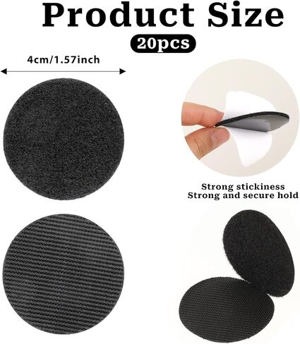 20 Pairs Round Hook and Loop Dots with Adhesive Black Small Dots 2 Inch Round Adhesive Strips Circle Dots Self Adhesive Dots for Classroom Home Office DIY in Saudi Arabia