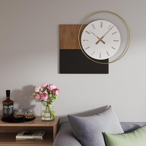 ساعة حائط حديثة لغرفة المعيشة مقاس 31 × 11 بوصة ساعات مطبخ كبيرة، ساعة حائط خشبية تناظرية رقمية مزخرفة تعمل بالبطارية لرف الموقد والمدخل وغرفة النوم وساعات المكتب المنزلي in Kuwait