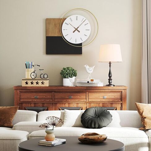 ساعة حائط حديثة لغرفة المعيشة مقاس 31 × 11 بوصة ساعات مطبخ كبيرة، ساعة حائط خشبية تناظرية رقمية مزخرفة تعمل بالبطارية لرف الموقد والمدخل وغرفة النوم وساعات المكتب المنزلي in Kuwait