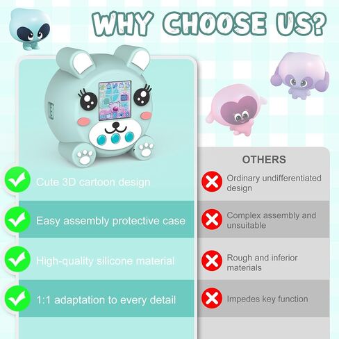 Cute Silicone Case for Punirunes Virtual Pet, Protective Skin Sleeve for Punirunes Virtual Electronic Pets Accessories with Lanyard - Pink in Kuwait