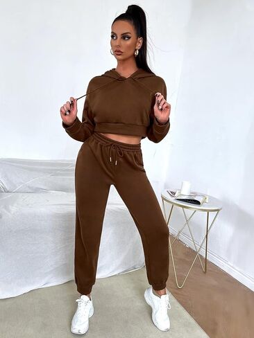 Floerns Women's Two Piece Outfit Long Sleeve Pullover Tops with Sweatpants Set in Saudi Arabia