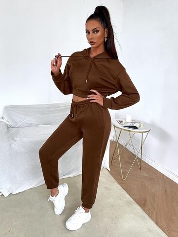 Floerns Women's Two Piece Outfit Long Sleeve Pullover Tops with Sweatpants Set in Saudi Arabia