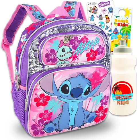 Lilo and Stitch Mini Backpack - Bundle with 12" Mini Stitch Backpack with Sequins Plus Stickers, Water Bottle, More | Stitch Backpack Mini Set in Saudi Arabia