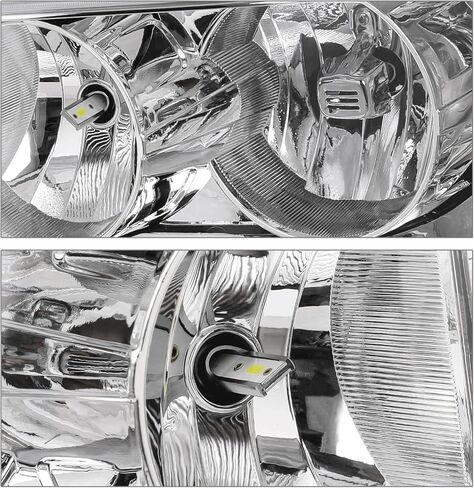 M-AUTO OE Style Chrome Headlights Assembly w/ 4 Pre-assembled 6000K LED Bulbs Compatible with 2007-2014 Chevy Tahoe Suburban 1500, 2007-2013 Avalanche Suburban 2500 in Kuwait
