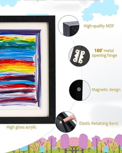2 Packs Kids Art Frames,Kids Artwork Frames Changeable,Picture Frame for Kids Artwork Front Opening Holds 100 Horizontal &Vertical For Kids Artwork,Paintings,Photos,A4 Hanging Art(8.3*11.7 IN) in Saudi Arabia