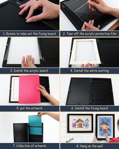 2 Packs Kids Art Frames,Kids Artwork Frames Changeable,Picture Frame for Kids Artwork Front Opening Holds 100 Horizontal &Vertical For Kids Artwork,Paintings,Photos,A4 Hanging Art(8.3*11.7 IN) in Saudi Arabia