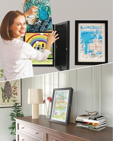 2 Packs Kids Art Frames,Kids Artwork Frames Changeable,Picture Frame for Kids Artwork Front Opening Holds 100 Horizontal &Vertical For Kids Artwork,Paintings,Photos,A4 Hanging Art(8.3*11.7 IN) in Saudi Arabia