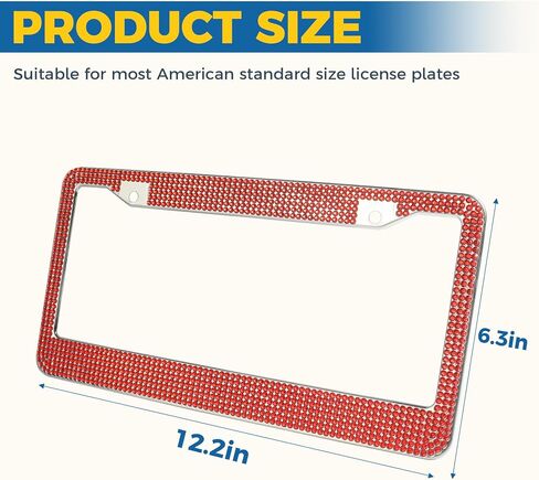 License Plate Frames,Car Accessories for Women,Car Accessories Stainless Steel Car Plate Frame,Bling License Plate Frame with Sparkly Diamond Screw Caps,Fits Most US License Plate (Pink) in Saudi Arabia