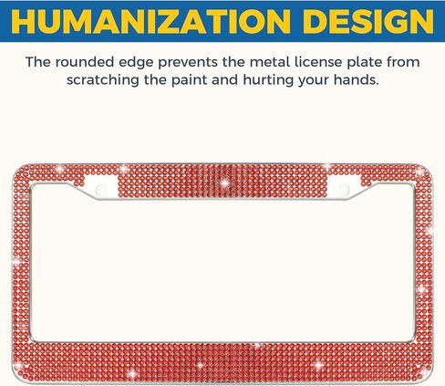 License Plate Frames,Car Accessories for Women,Car Accessories Stainless Steel Car Plate Frame,Bling License Plate Frame with Sparkly Diamond Screw Caps,Fits Most US License Plate (Pink) in Saudi Arabia