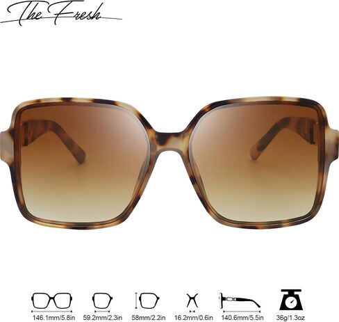 نظارة شمسية نسائية مربعة كبيرة الحجم من ماركة Jackie O Cat Eye Hybrid Butterfly الأنيقة من The Fresh - عبوة رائعة in Kuwait