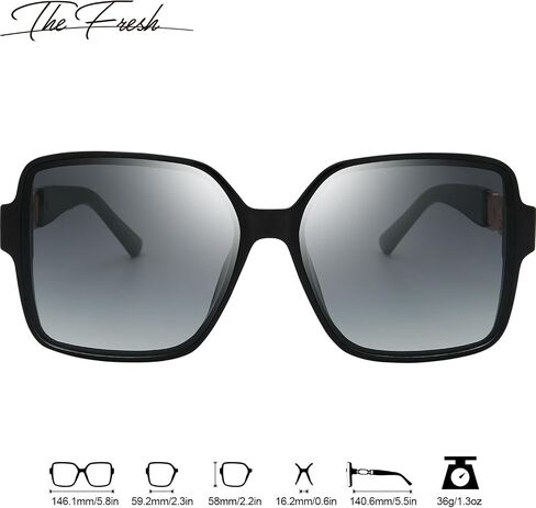 نظارة شمسية نسائية مربعة كبيرة الحجم من ماركة Jackie O Cat Eye Hybrid Butterfly الأنيقة من The Fresh - عبوة رائعة in Kuwait
