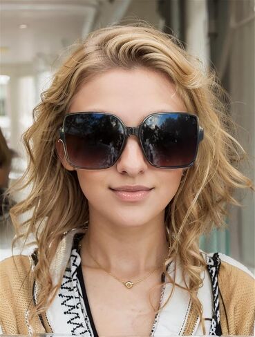 نظارة شمسية نسائية مربعة كبيرة الحجم من ماركة Jackie O Cat Eye Hybrid Butterfly الأنيقة من The Fresh - عبوة رائعة in Kuwait