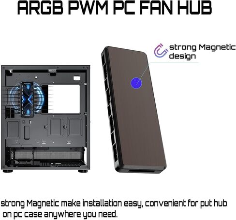 ARGB PWM Fan Hub, Addressable 5V 3PIN 12V 4PIN PWM 2-in-1 RGB Case Fan Hub with Magnetic, PSU SATA Power Input, 8 Port for Fans and 8 Port for LEDs, Support 8 Computer ARGB PWM PC Fans in Saudi Arabia