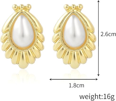 14K Gold Plated Vintage Pearl Stud Earrings for Women Fashionable Minimalist pearl Earrings Classical Baroque Pearl Earrings Fashion Bridal Wedding Pearl Earrings Gift in Kuwait