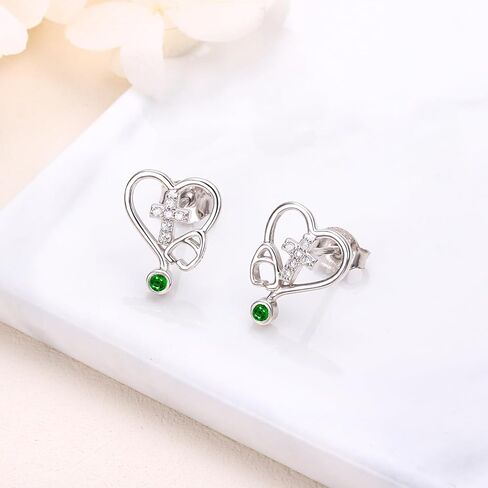 Nurse Earrings,RN Studs Earrings for women,Sterling Silver Stethoscope Earrings,Nurse Jewelry Gifts for Nurse Doctor RN Medical Student in Kuwait