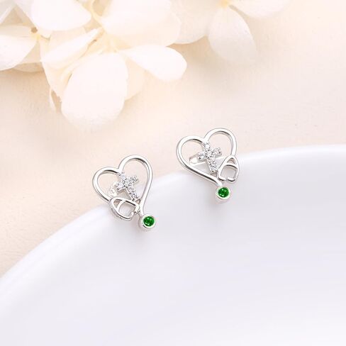 Nurse Earrings,RN Studs Earrings for women,Sterling Silver Stethoscope Earrings,Nurse Jewelry Gifts for Nurse Doctor RN Medical Student in Kuwait