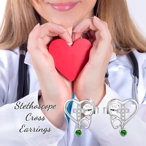 Nurse Earrings,RN Studs Earrings for women,Sterling Silver Stethoscope Earrings,Nurse Jewelry Gifts for Nurse Doctor RN Medical Student in Kuwait