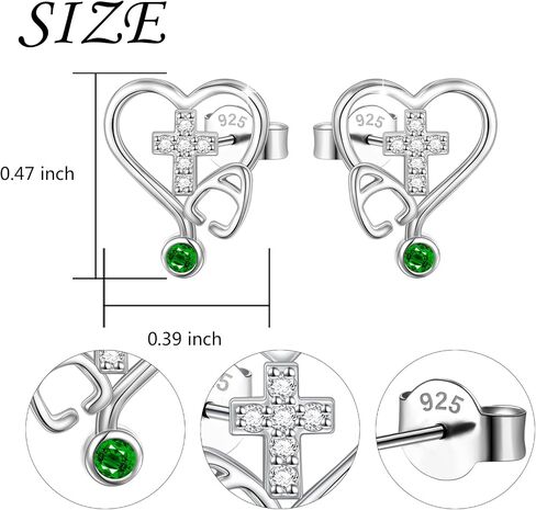 Nurse Earrings,RN Studs Earrings for women,Sterling Silver Stethoscope Earrings,Nurse Jewelry Gifts for Nurse Doctor RN Medical Student in Kuwait