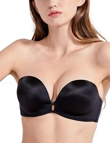 DOBREVA Women's Push Up Strapless Bra T-Shirt Lace Underwire Add-2-Cup Bandeau Bras 32AA-38D in Saudi Arabia