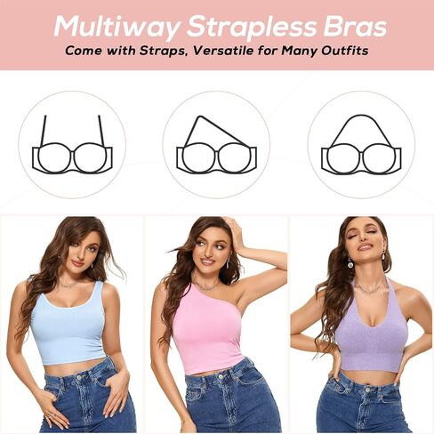 DOBREVA Women's Push Up Strapless Bra T-Shirt Lace Underwire Add-2-Cup Bandeau Bras 32AA-38D in Saudi Arabia
