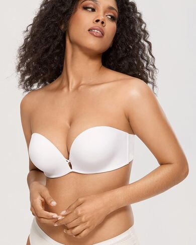 DOBREVA Women's Push Up Strapless Bra T-Shirt Lace Underwire Add-2-Cup Bandeau Bras 32AA-38D in Saudi Arabia