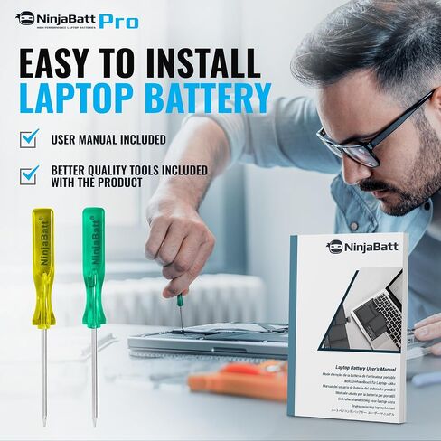 بطارية NinjaBatt Pro لـ HP 807956-001 807957-001 HS04 807611-421 HS03 HSTNN-LB6U 15-AY039WM 15-AY009DX 15-AY061NR 15-BA009DX TPN-I119 15-AY041WM 255 G5 HSO4، خلايا مميزة - [4 خلايا/2600 مللي أمبير] in Saudi Arabia