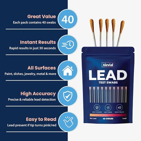 Lead Test Kit 20 Instant Testing Swabs for Home Dip Swab in Water (No Vinegar Required) Lead Detector Dishes Paint Metal Surface Detection in Saudi Arabia